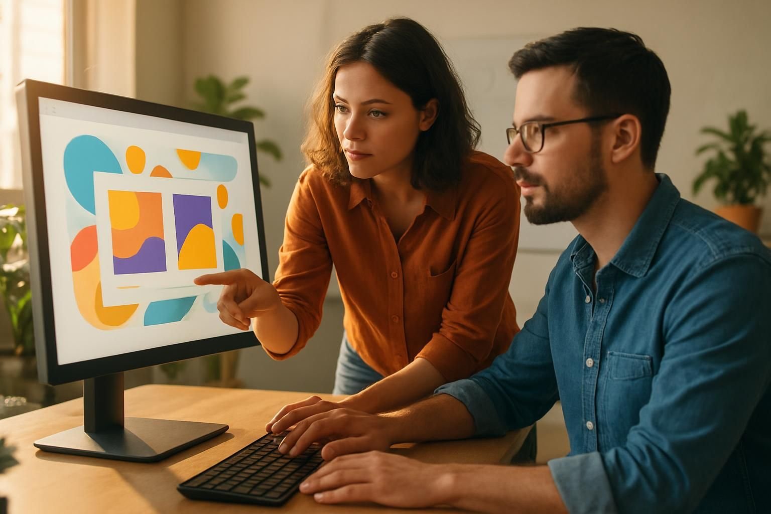 Samen het websiteontwerp bekijken op een groot scherm