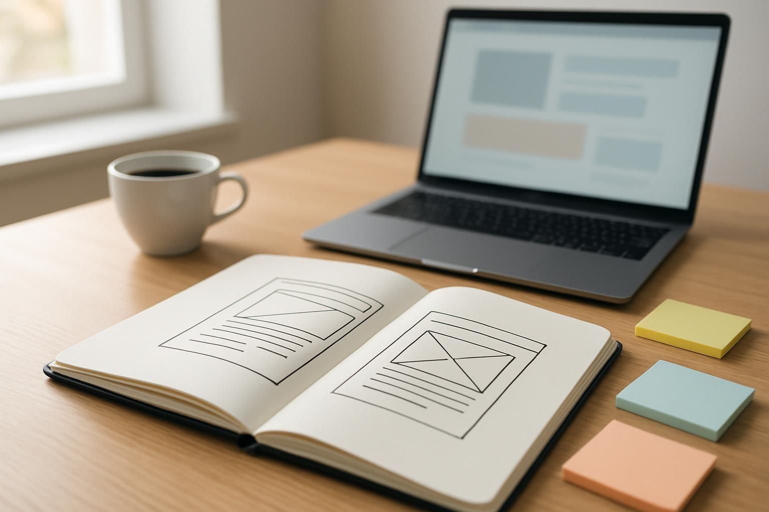 Plannen en schetsen vóór de bouw van de website